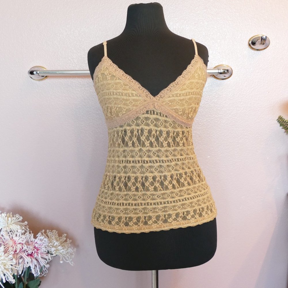 NEW MNG Basics Lace Beige Top-Size L